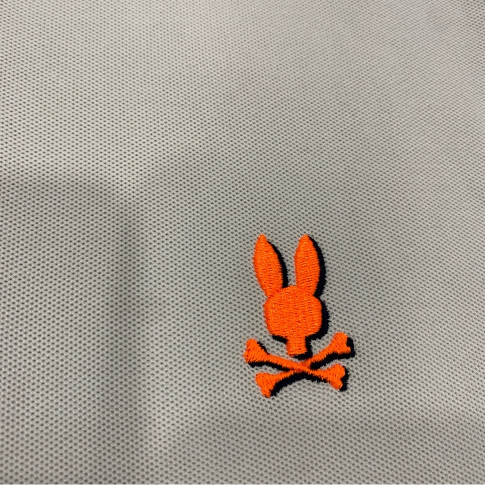 Psycho Bunny Men's Cream Polo with Orange Logo Montebello Pique Polo 100% Cotton - Picture 10 of 11